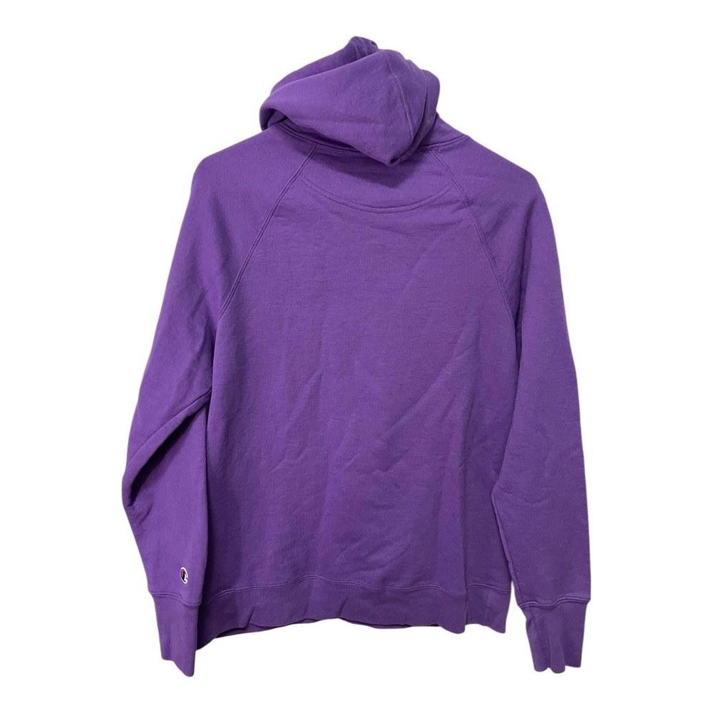 Champion L Purple Hoodie Teal Logo Raglan Pullover Sportswear Streetwear Retro‎ - Picture 3 of 8